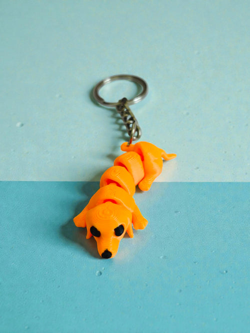 3D Printed cute flexi dog keychain