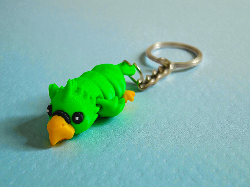 3D Printed flexi Parrot keychain