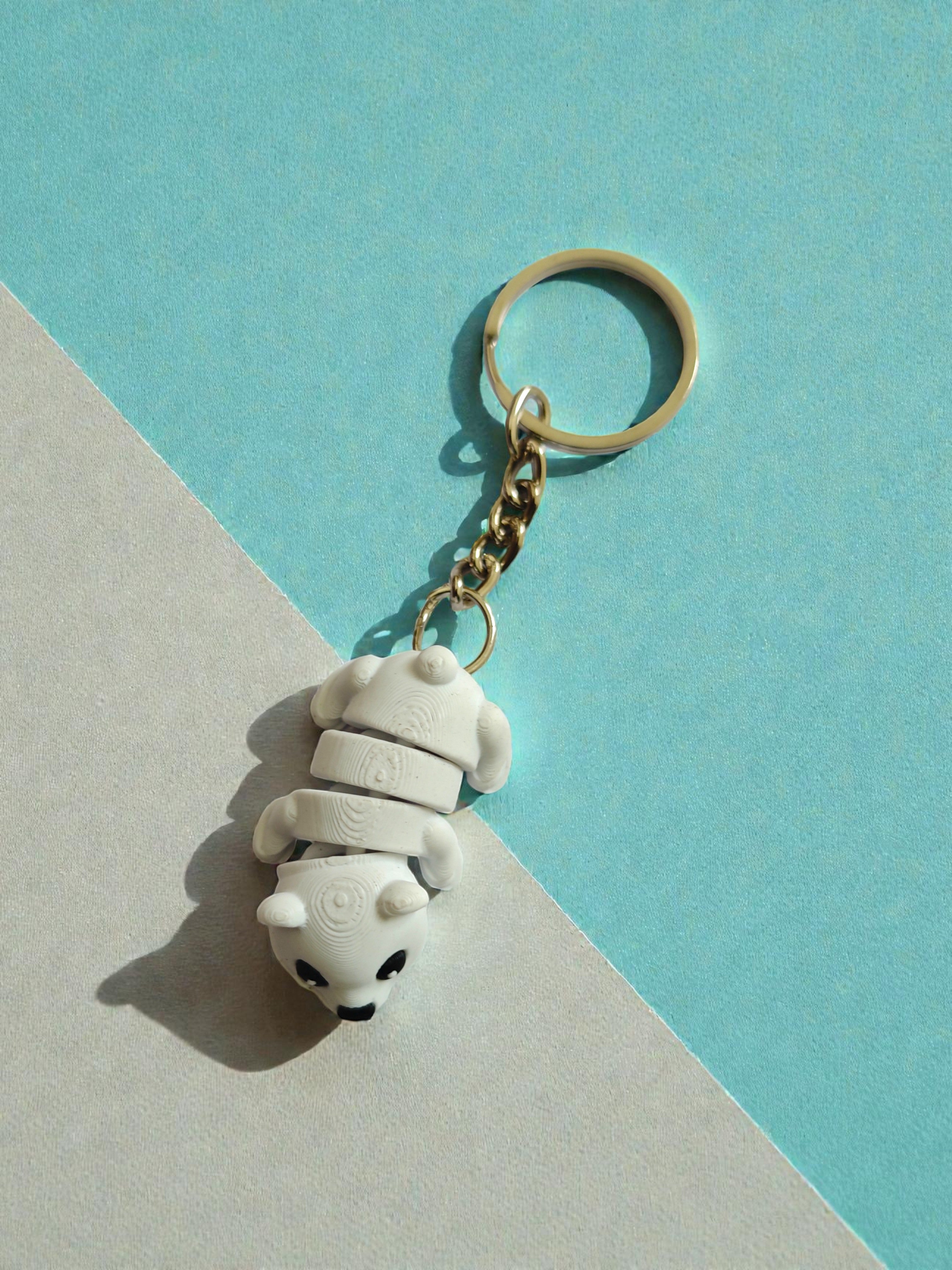 3D printed flexi polar bear keychain