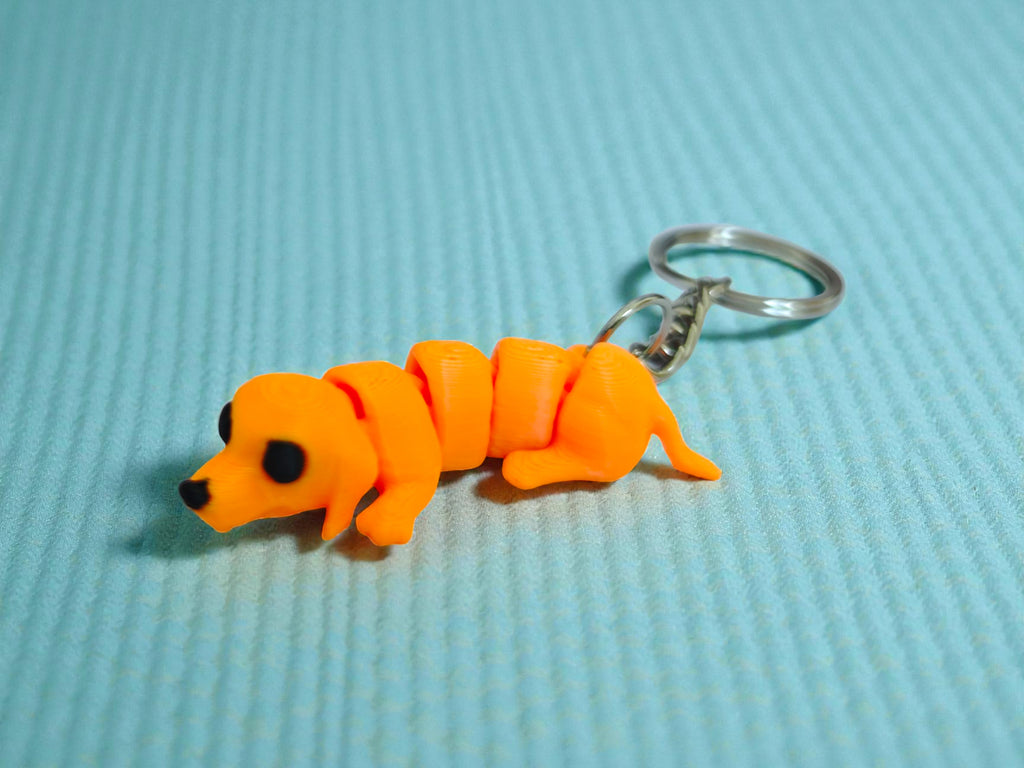 3D Printed cute flexi dog keychain