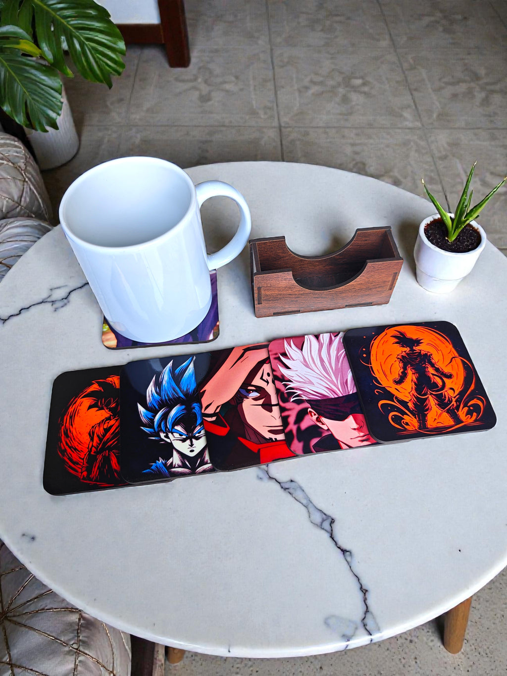 Anime theme Coaster set of 6 with stand