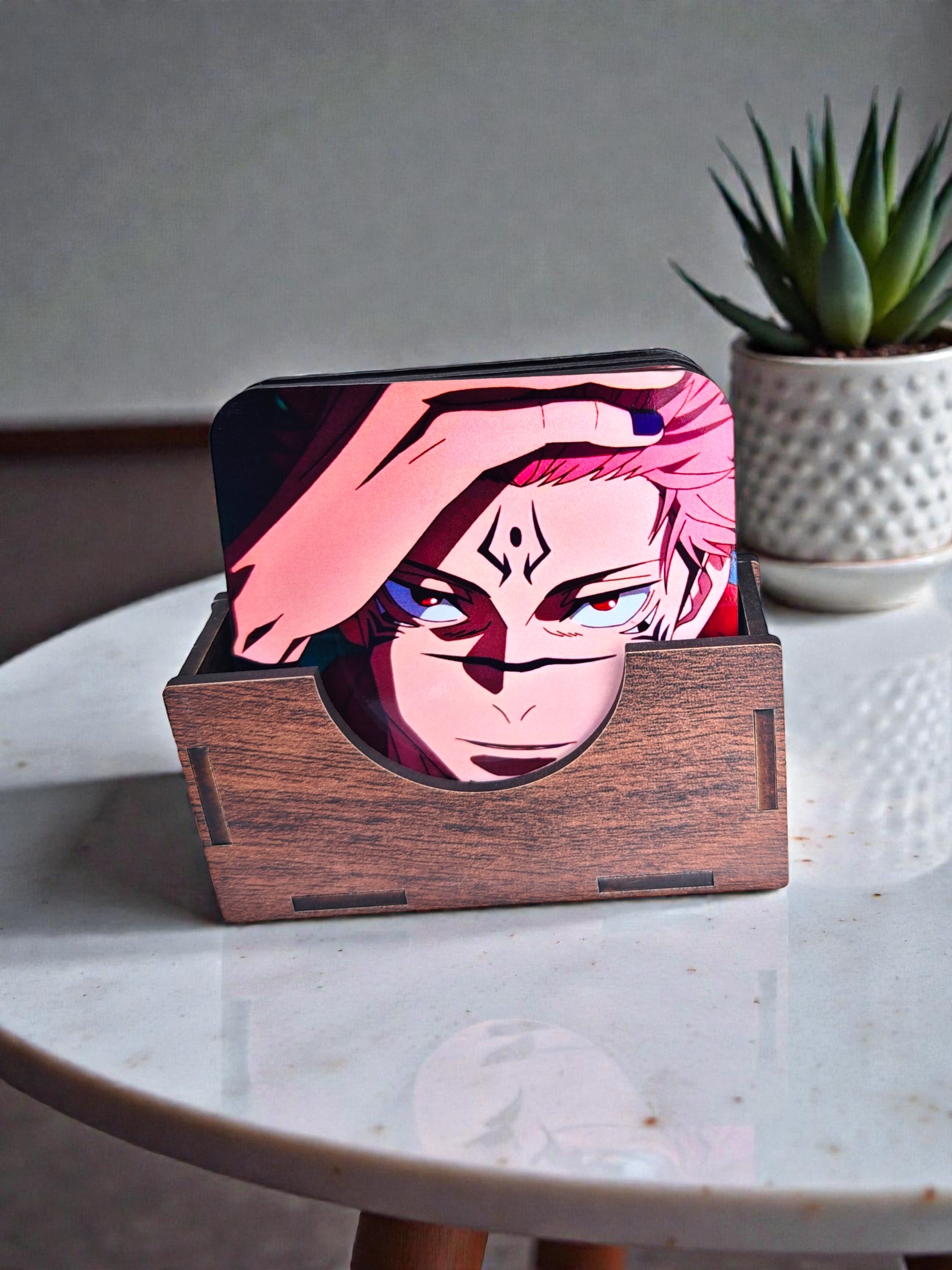 Anime theme Coaster set of 6 with stand