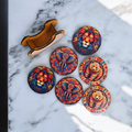 Animal theme wooden coaster set of 6 with stand
