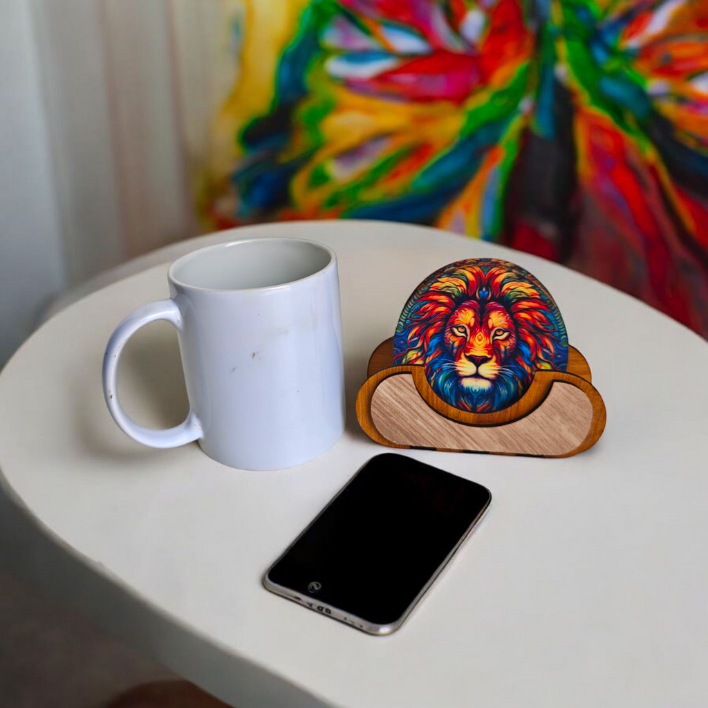 Animal theme wooden coaster set of 6 with stand