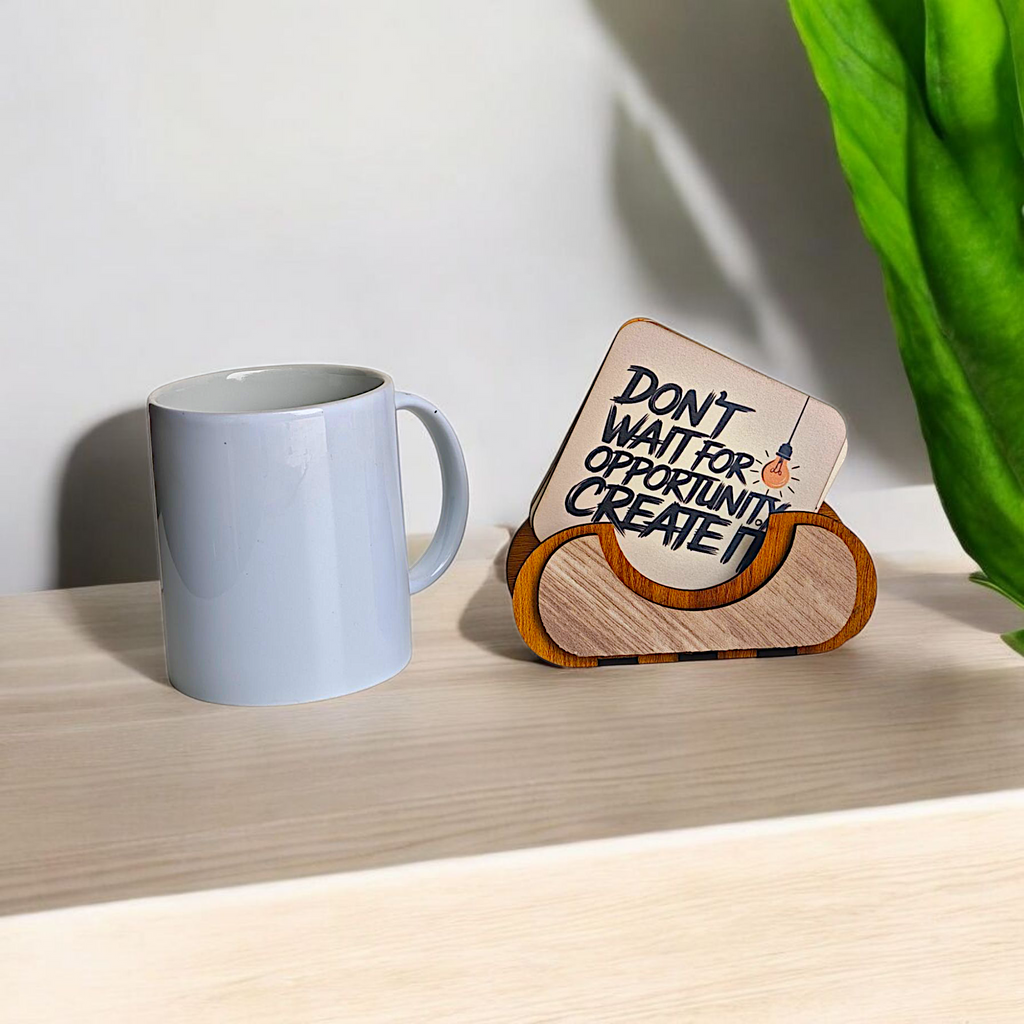 Motivational quotes coaster set of 6 with stand