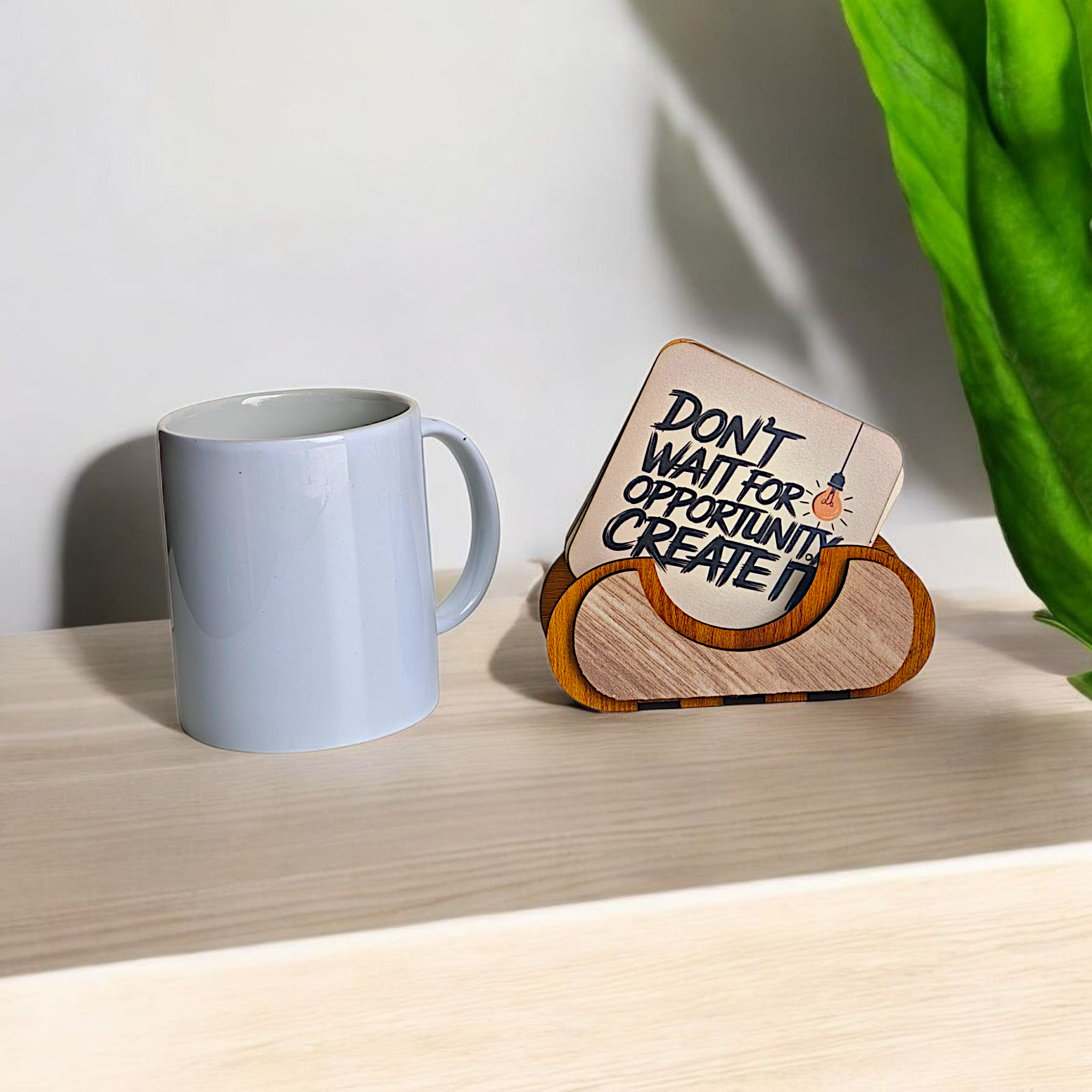 Motivational quotes coaster set of 6 with stand